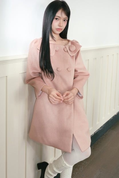 Double-Breasted Three-Quarter Sleeve Coat