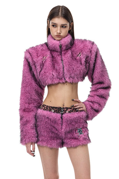 Y2K Gradient Short Fur Jacket
