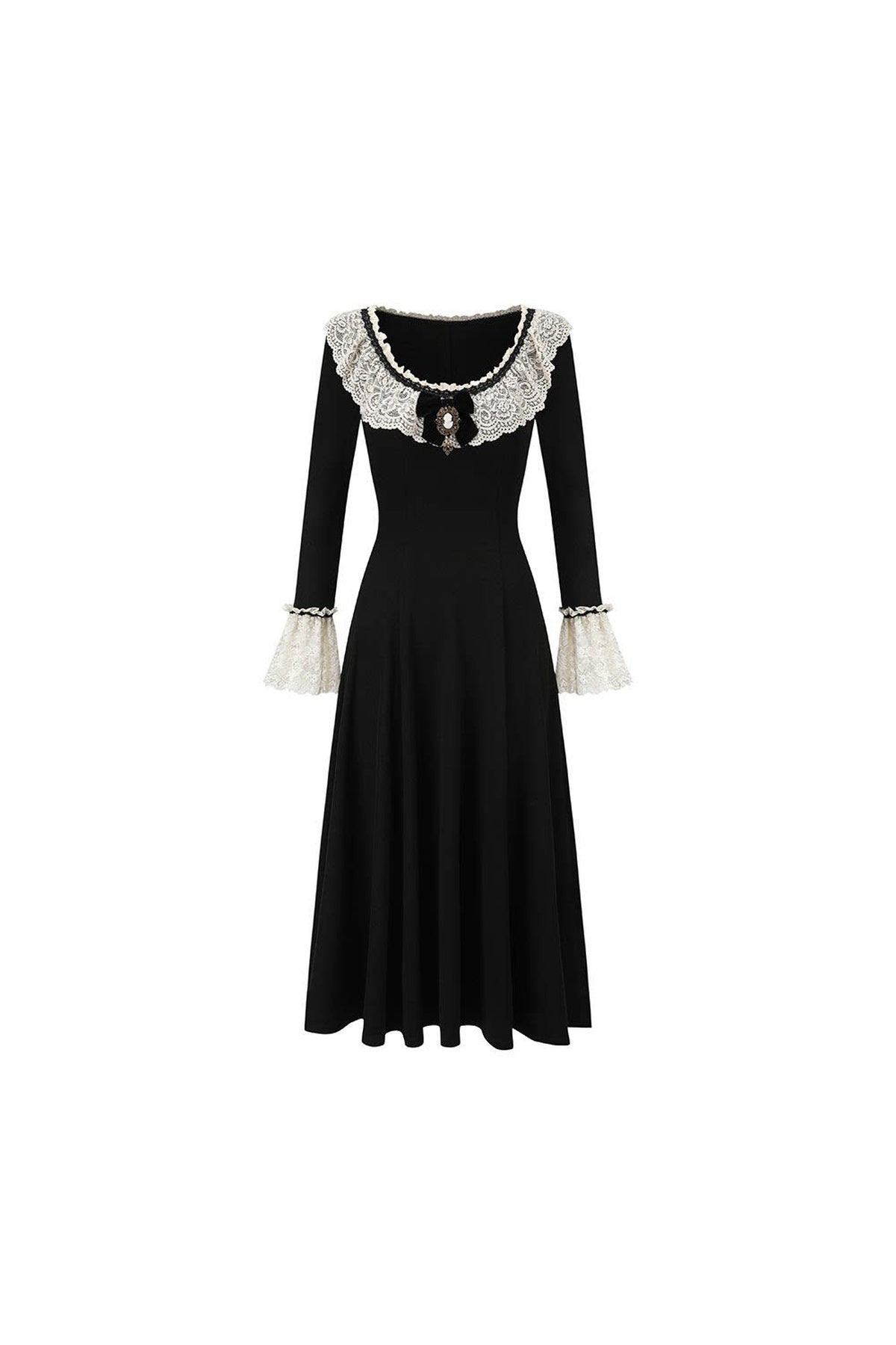 Schwarzes langärmeliges Strickkleid