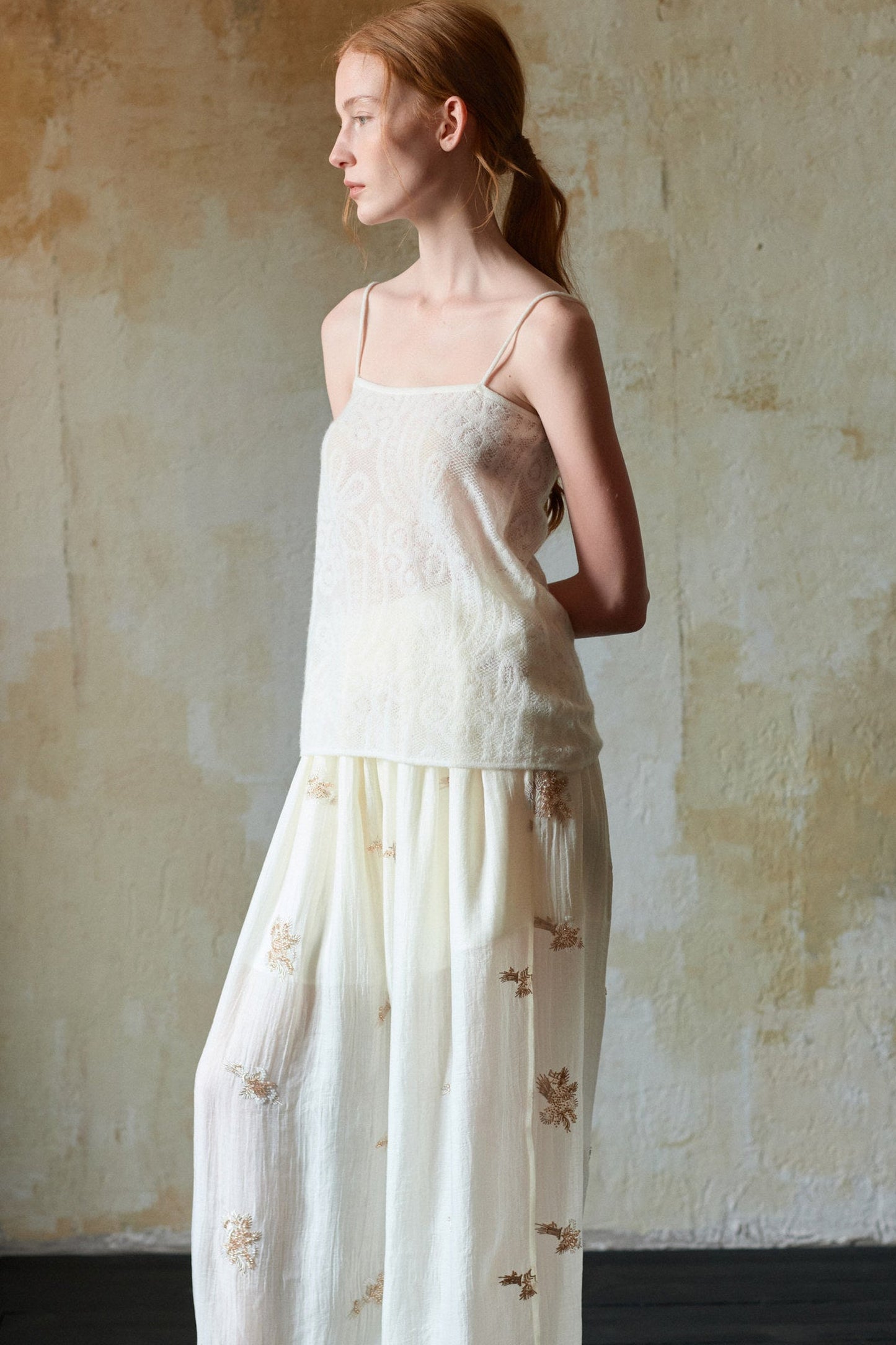 Off-White Wool Jacquard Camisole