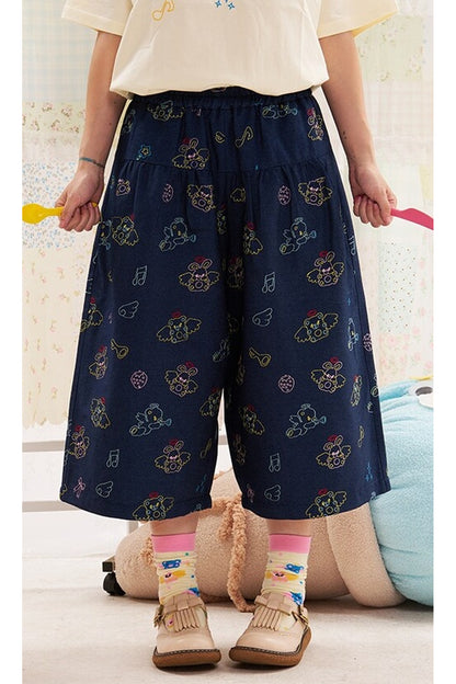 Animal Angel Heavy Embroidery Capri Pants