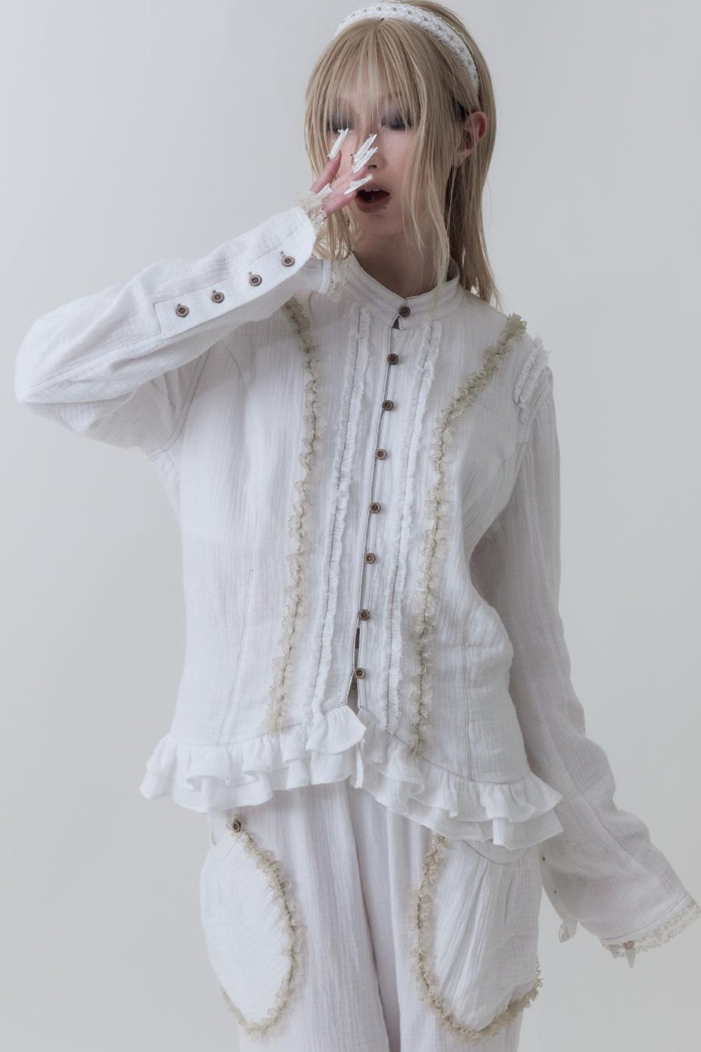 Completo top e pantaloni in cotone ultrasottile stile medievale