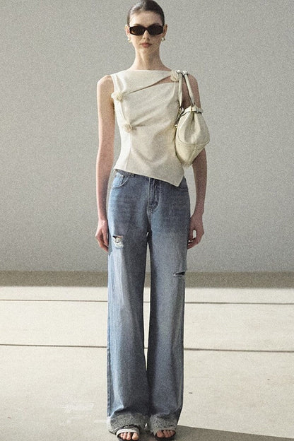 One-Shoulder Lyocell Wool Camisole