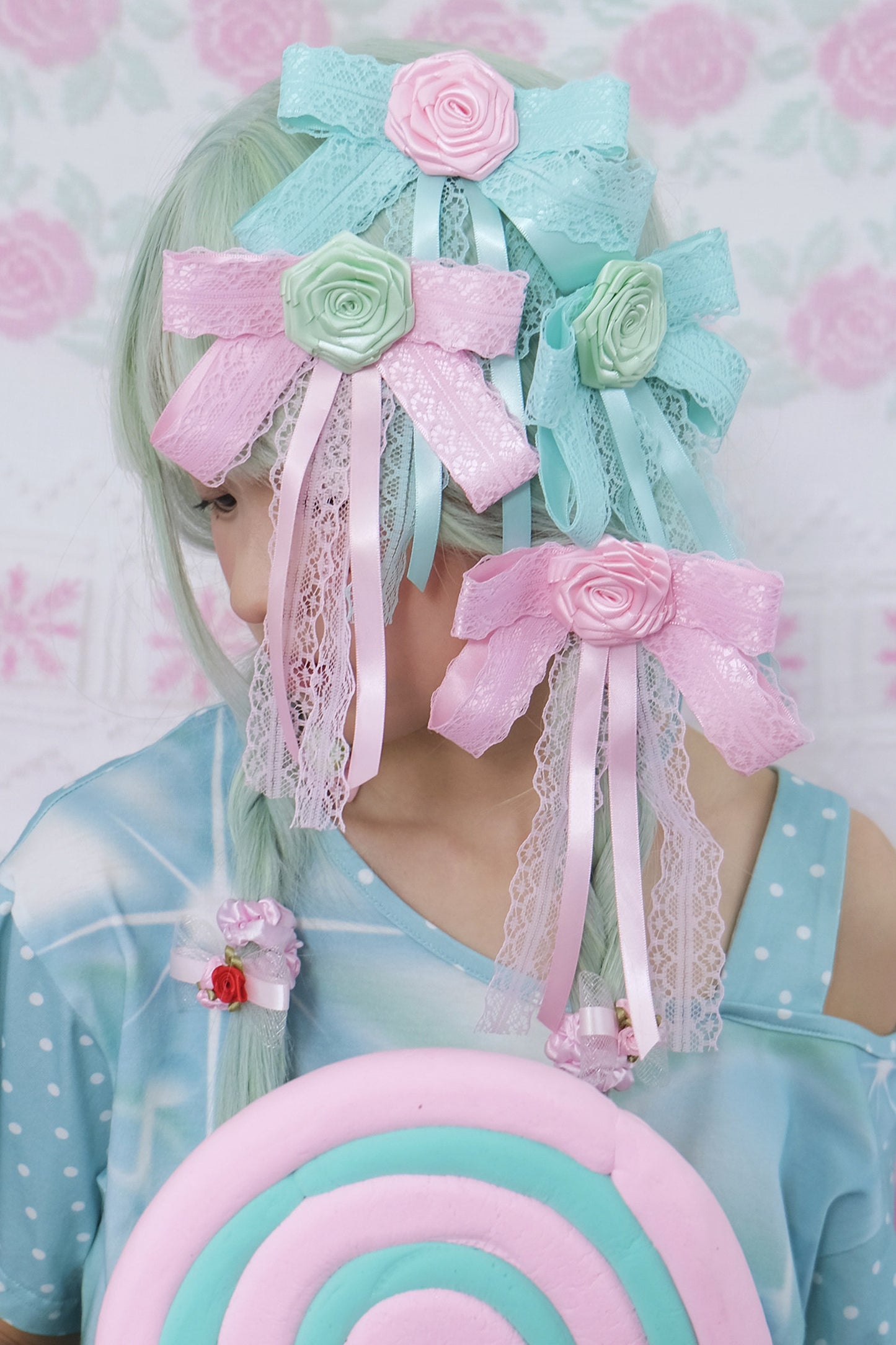 Rose Lace Bow Hair Clip