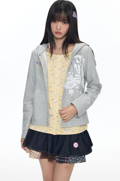 Frog Layered-Look Hooded Cardigan
