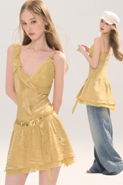Gold Lace Dress