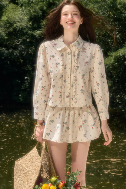 Floral Print Shirt and Culottes Set-Up