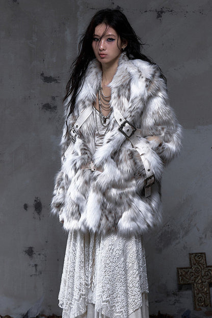 Large Lapel Faux Fur Coat