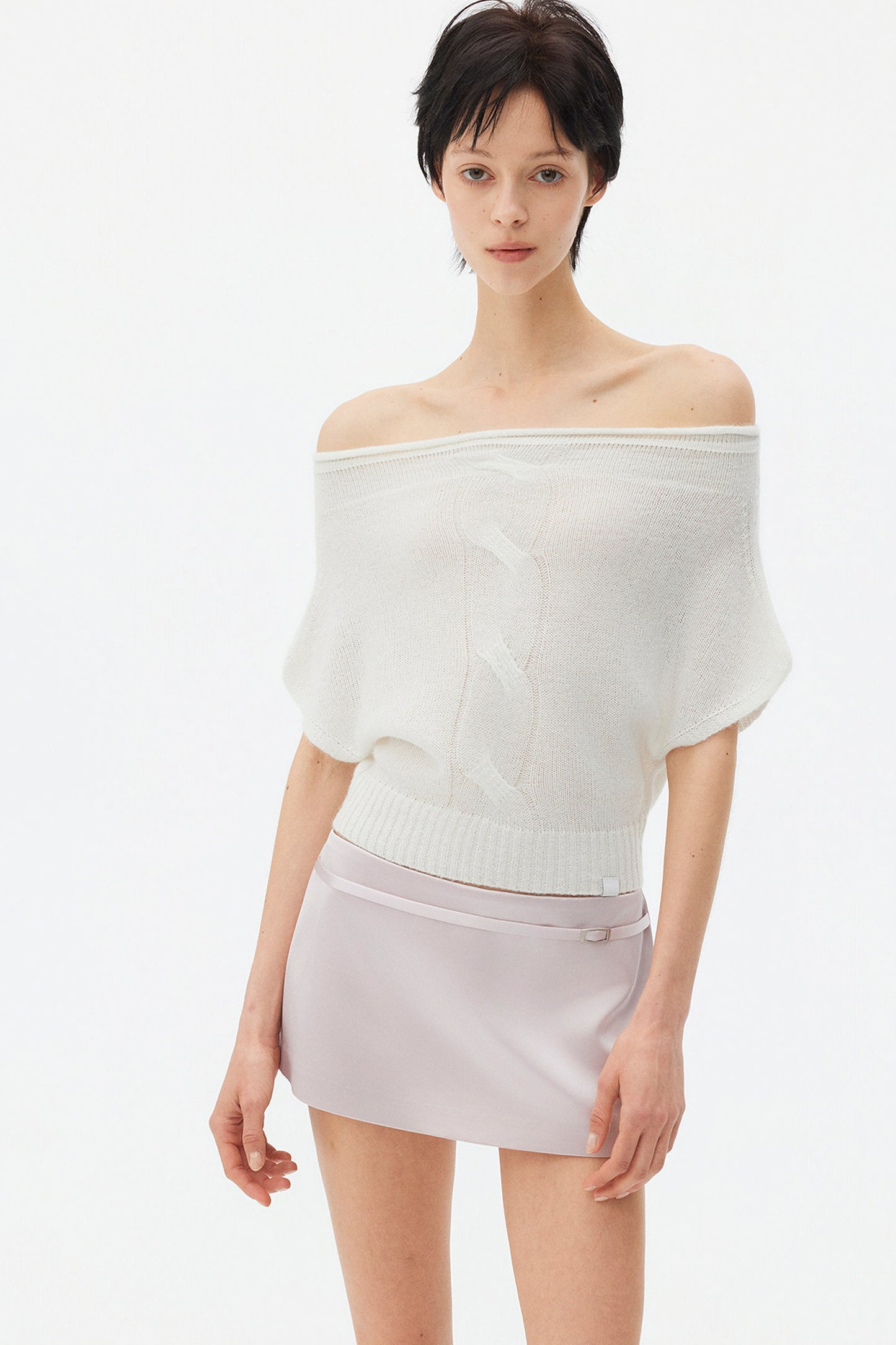 Wool Mohair Off-Shoulder Top