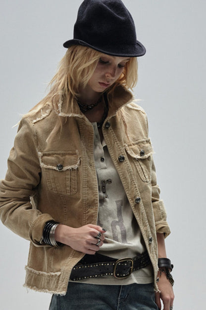 Distressed Corduroy Retro Jacket