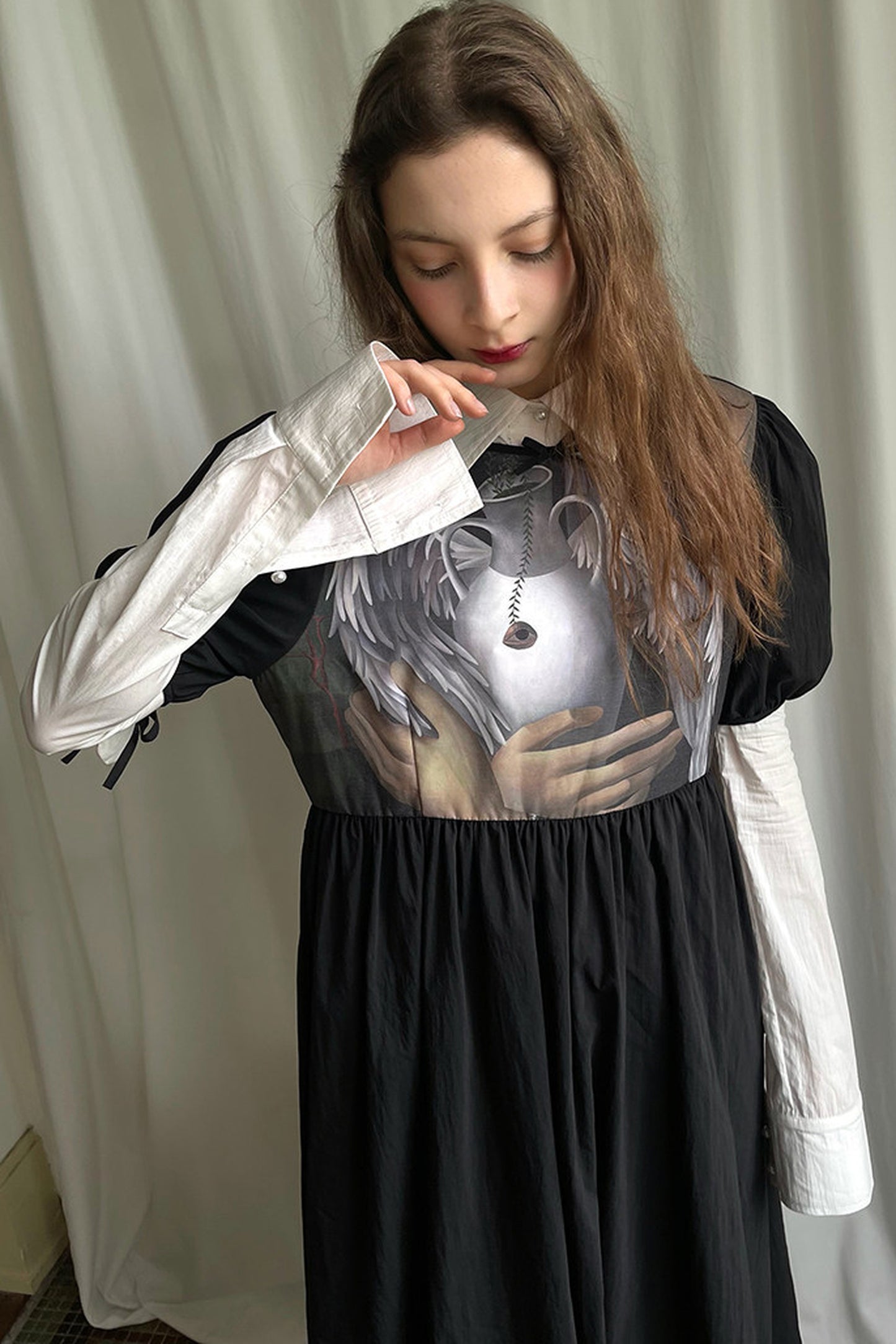 Tempera Oil Painting Print Short-Sleeved Dress