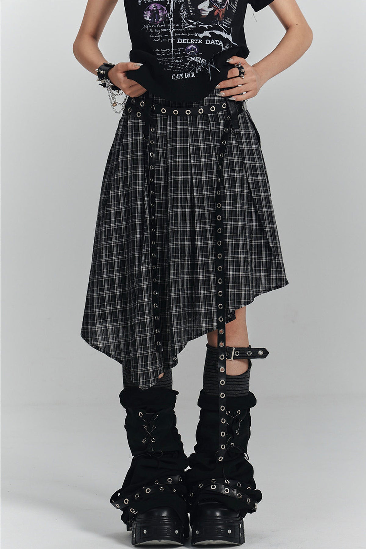 Asymmetrical A-Line Plaid Skirt