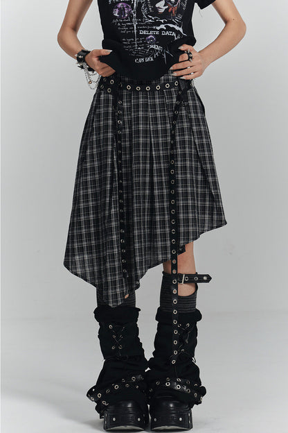 Asymmetrical A-Line Plaid Skirt