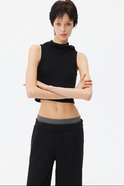 High-Neck Hooded Vest