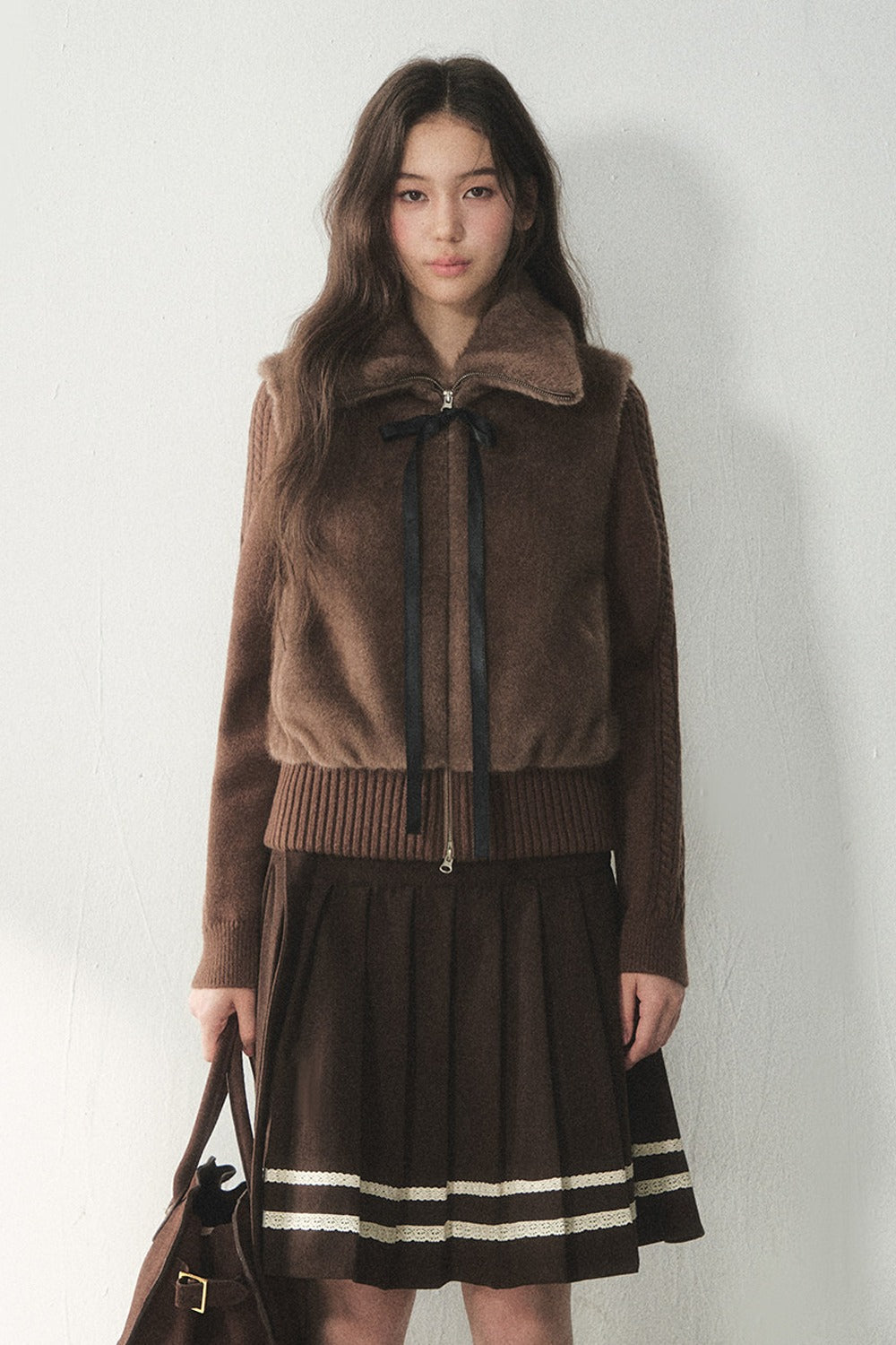 Retro Design Corduroy Pleated Skirt