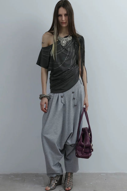 Retro Knit Harem Pants