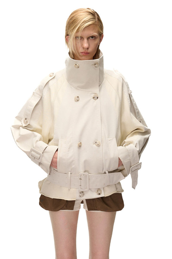 Short Patchwork Trench Coat