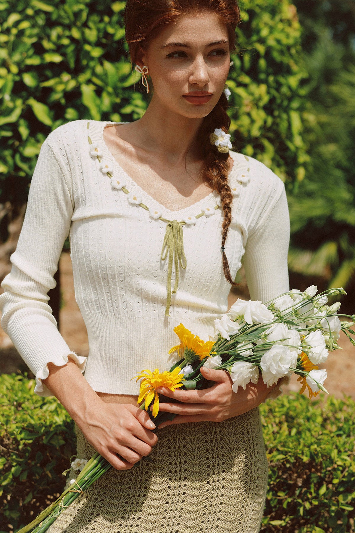 French Pastoral Retro Lazy Simple Knitted Top Set-Up