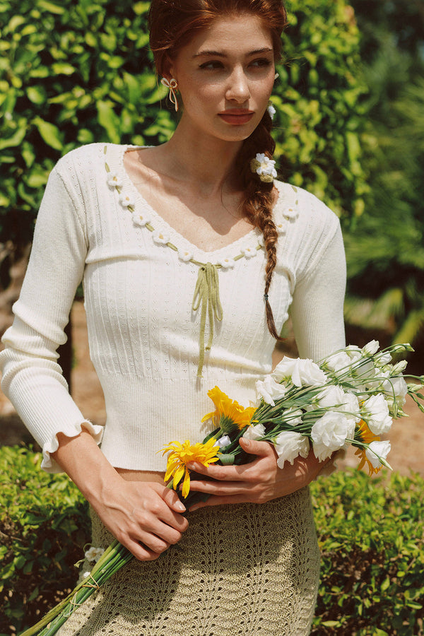 French Pastoral Retro Lazy Simple Knitted Top Set-Up