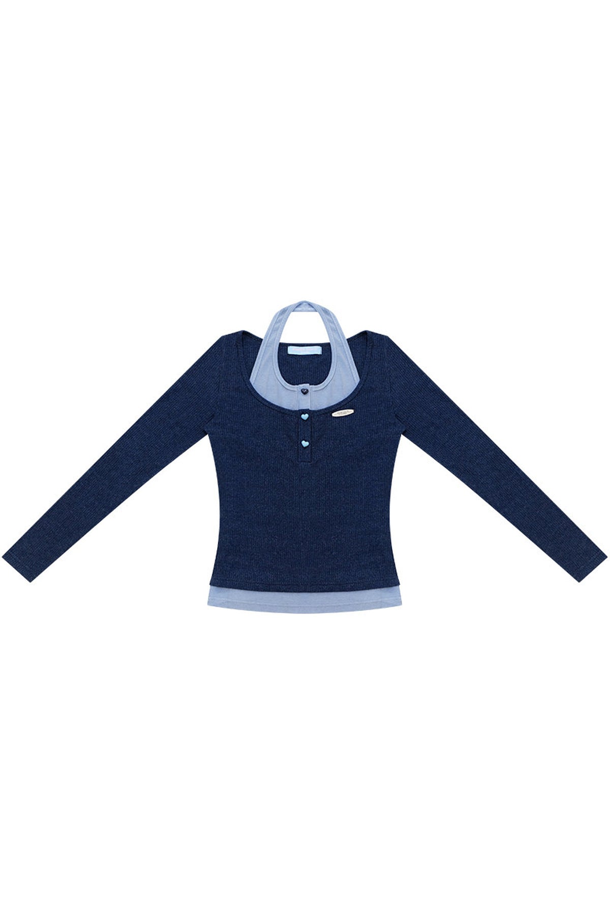 Layered-Look Long Sleeve Knit Top