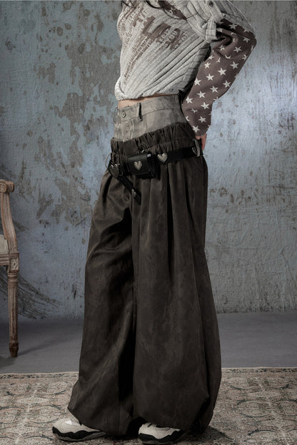 Double-Waist Belted Pants