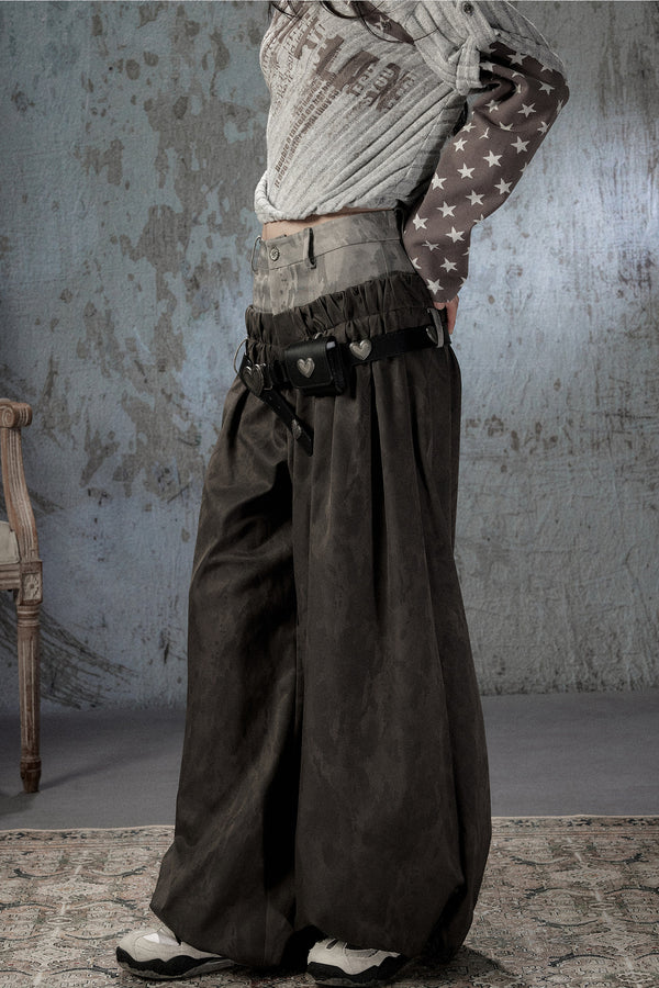 Double-Waist Belted Pants