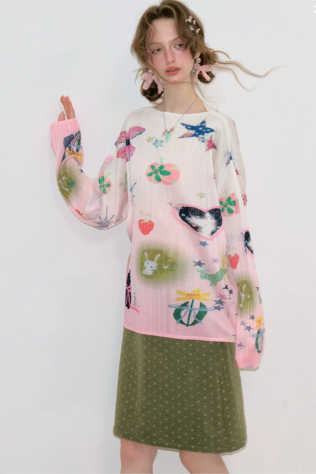 Pink Playful Print Long Sleeve T-Shirt