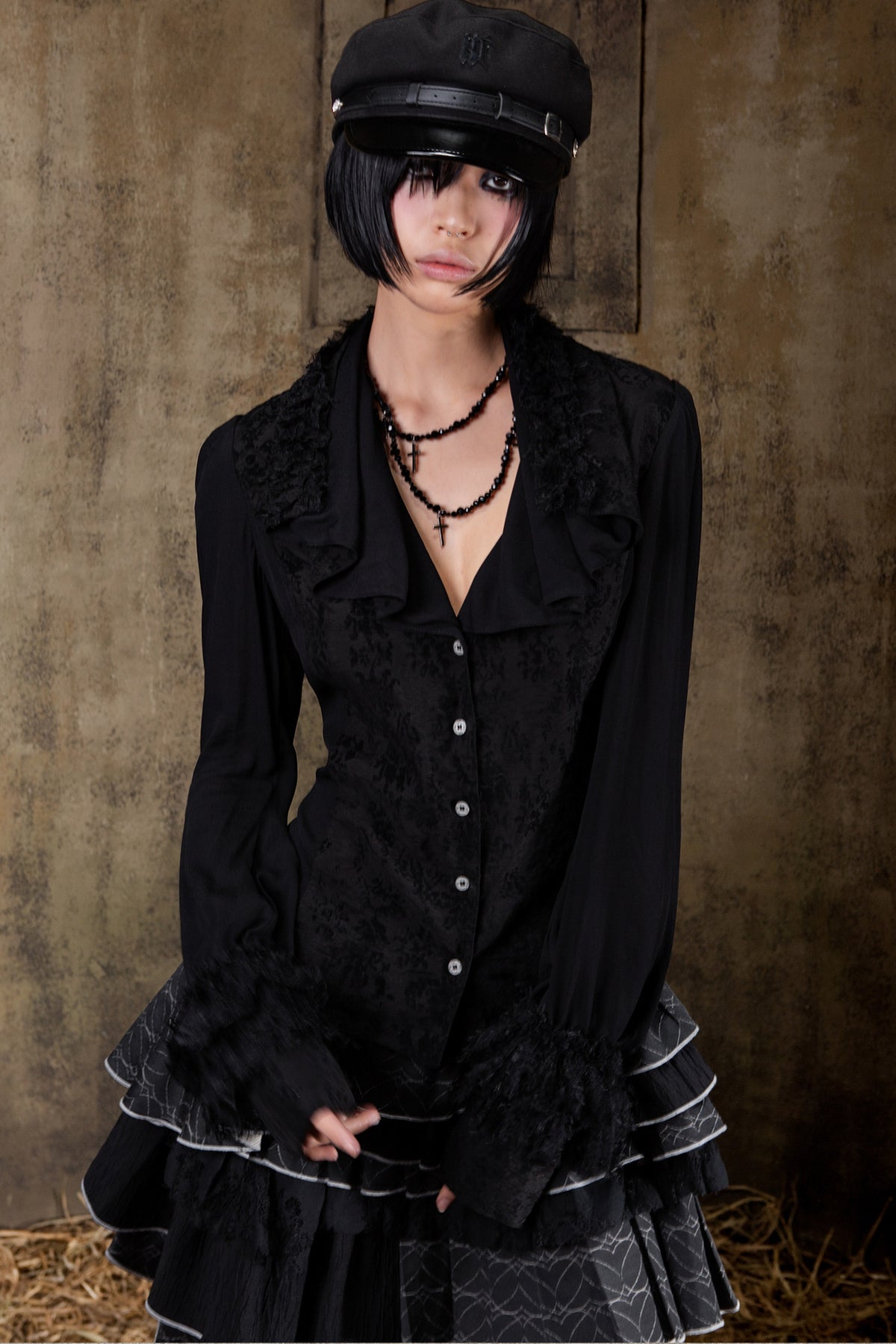 Layered Collar Chiffon Shirt