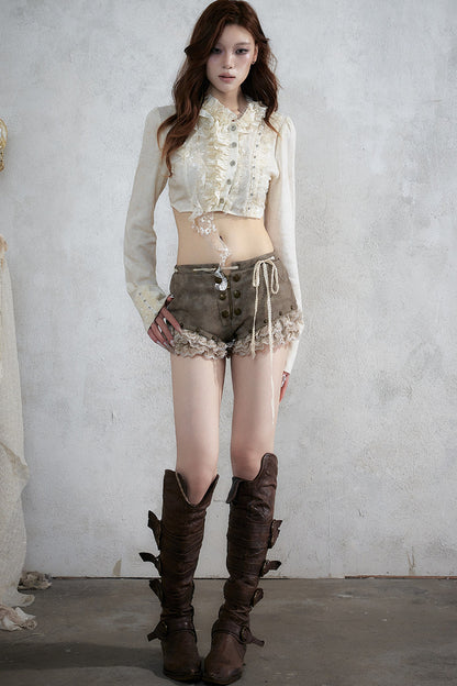 Punk Lace Leather Shorts