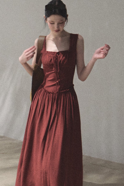 Robe débardeur à encolure carrée et volants