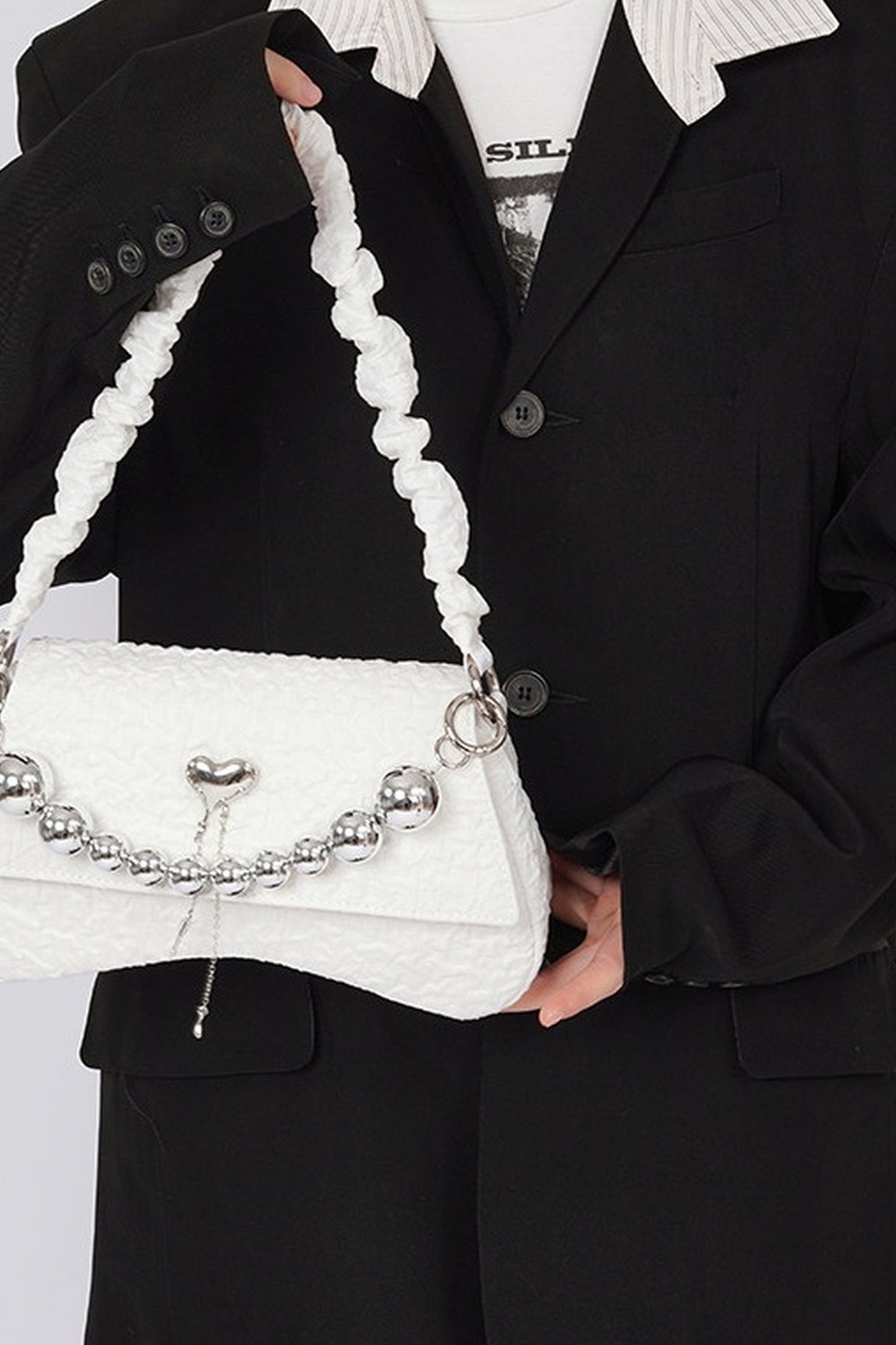 Pearl Pleated Crossbody Bag