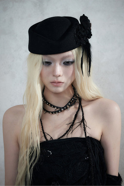 Baroque Lace Wool Beret