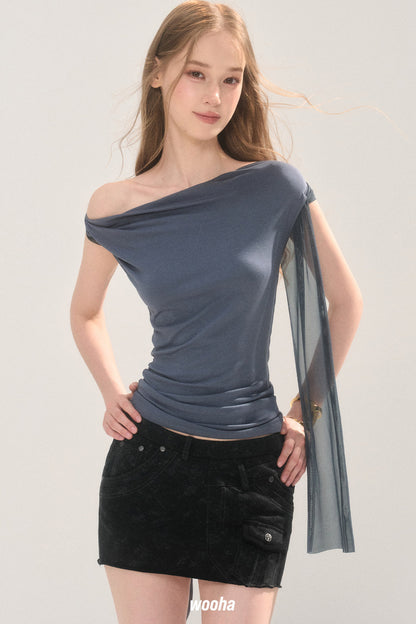 Mesh Overlay Halter Top