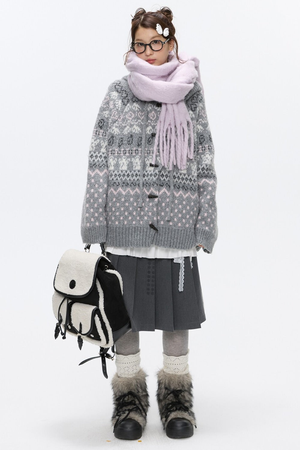 Fair Isle Duffle Button Cardigan