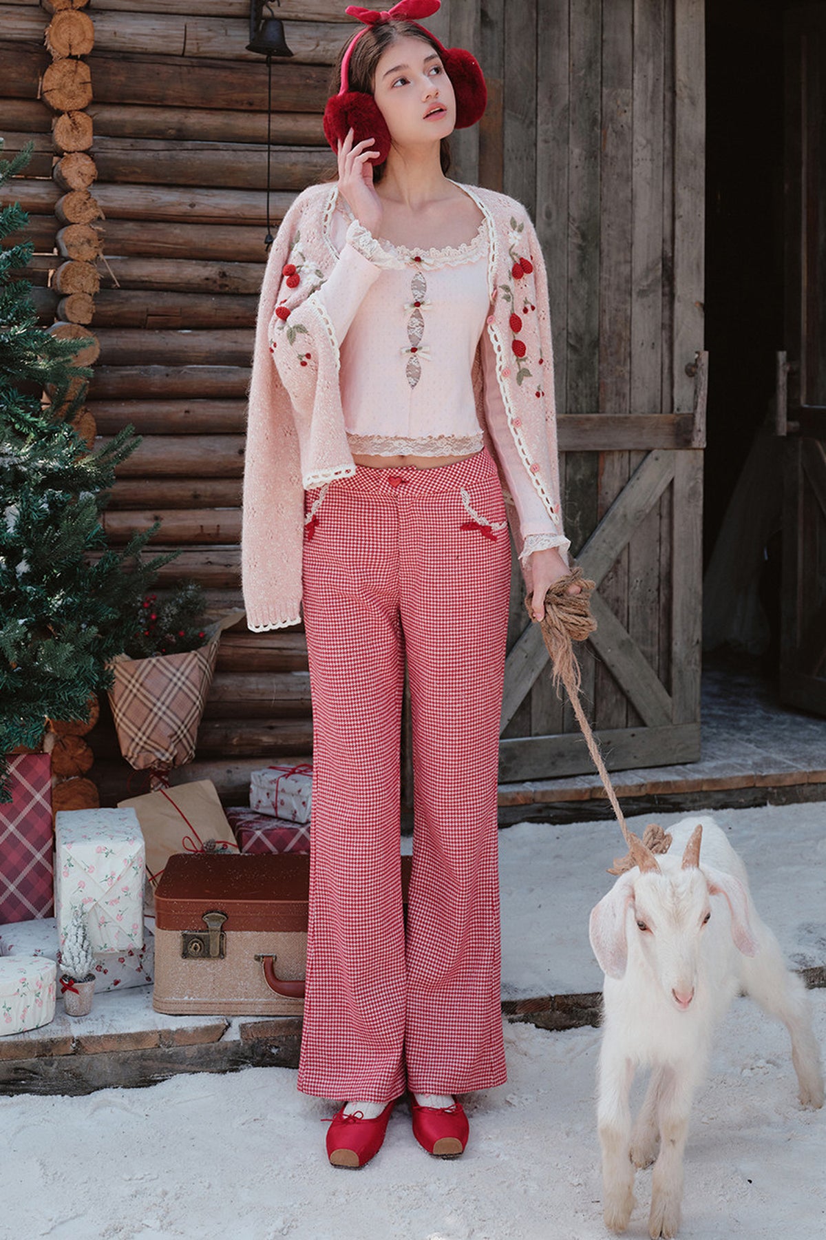 Strawberry Christmas Tree Wool Knit Set-Up