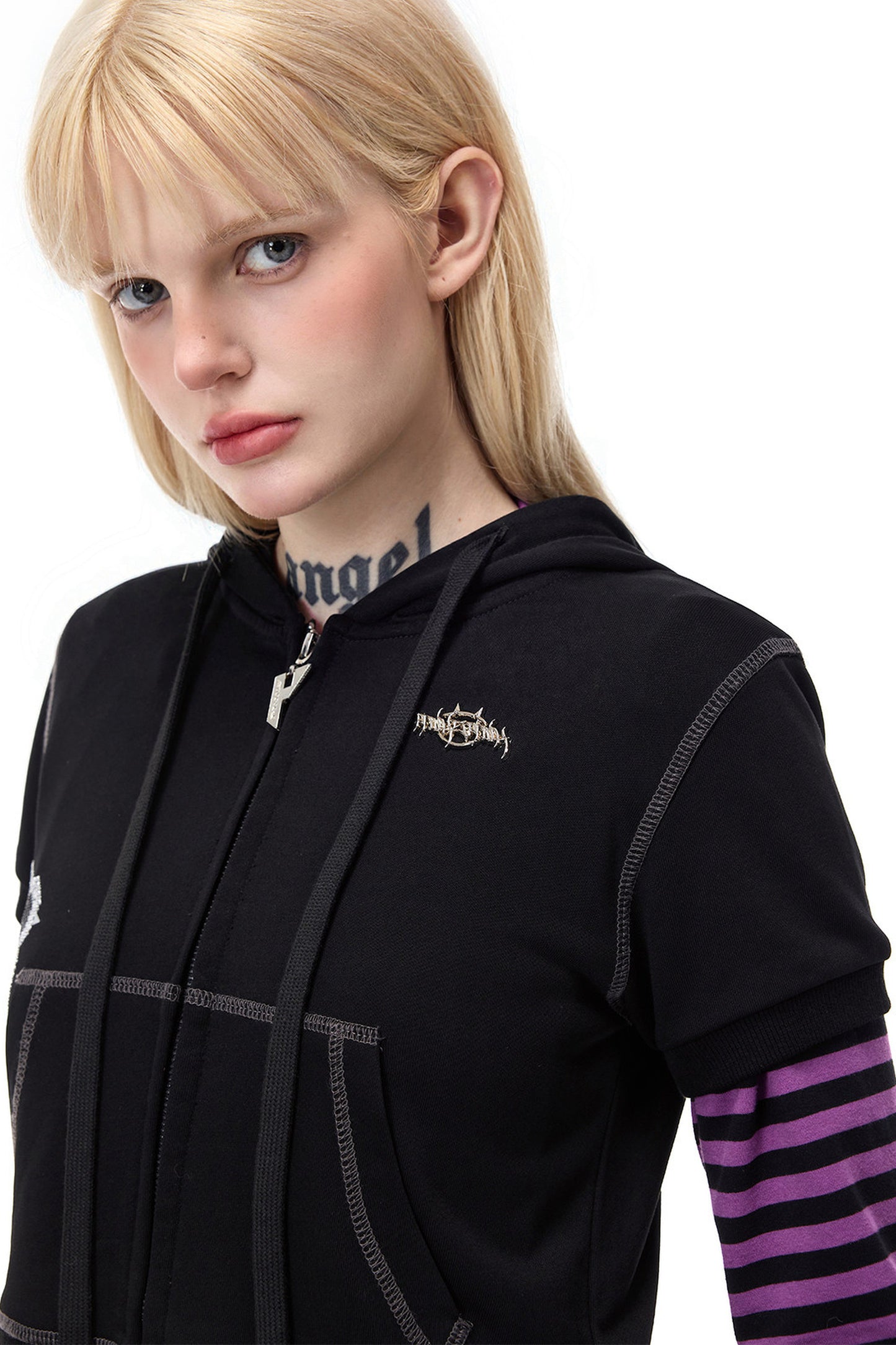 Cat Ear Rhinestone Hooded Cardigan
