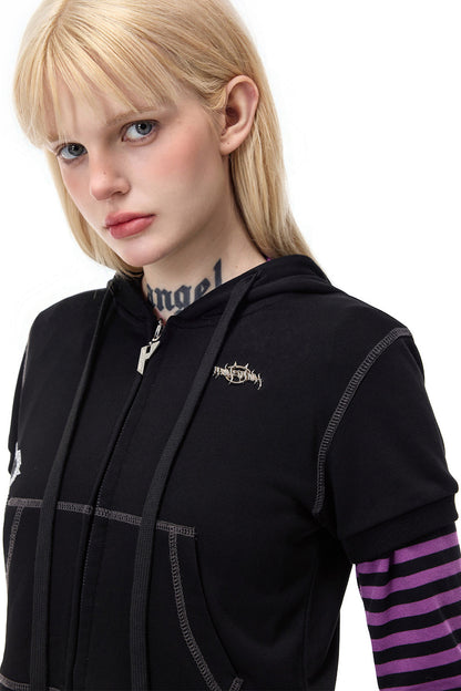 Cat Ear Rhinestone Hooded Cardigan
