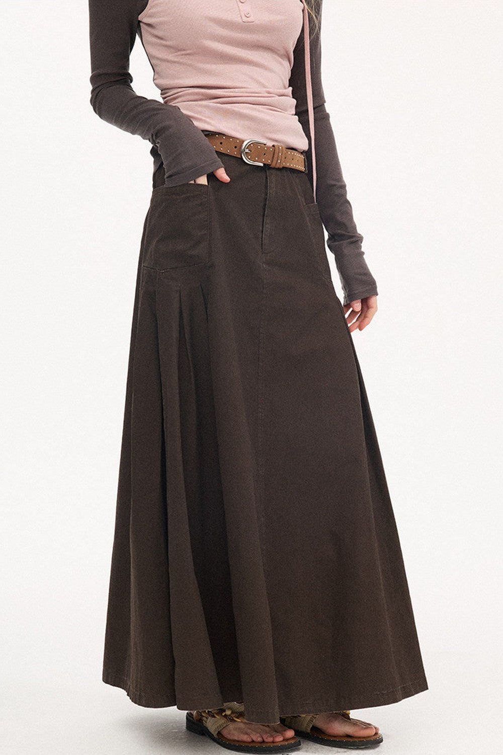 Pleated Pocket Umbrella Skirt