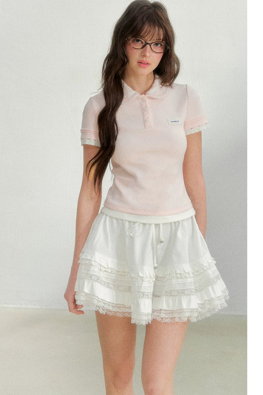 Embroidered Pink Polo Blouse