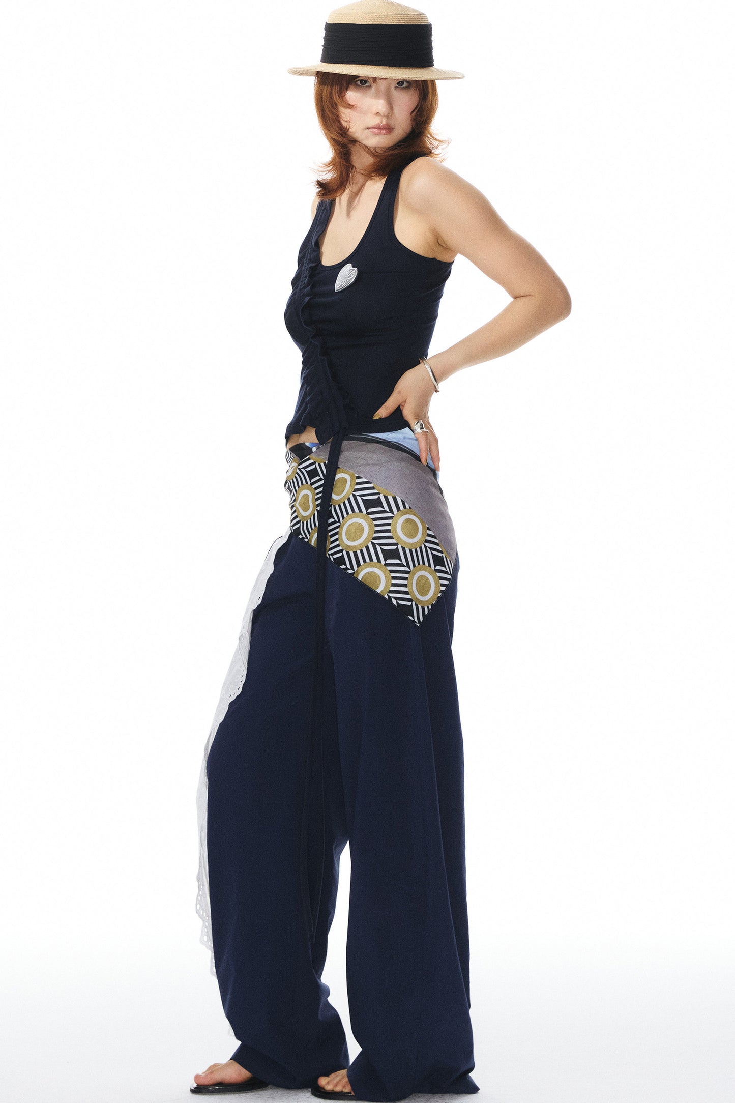Gilet in maglia con pizzo blu navy
