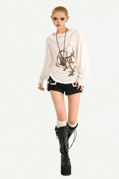 Wasteland Style Hooded Long Sleeve T-Shirt
