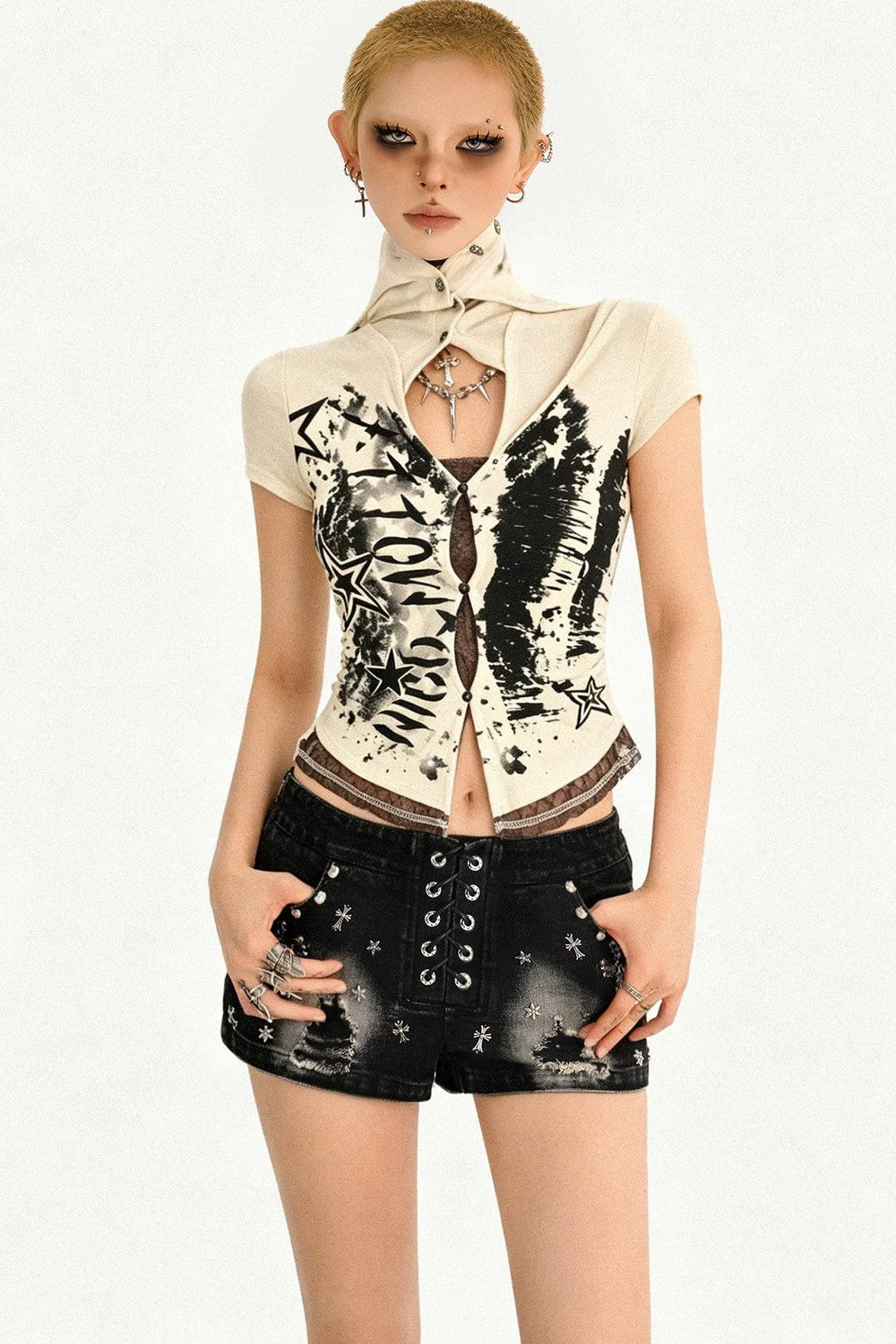 Street Punk Hooded Crop Top