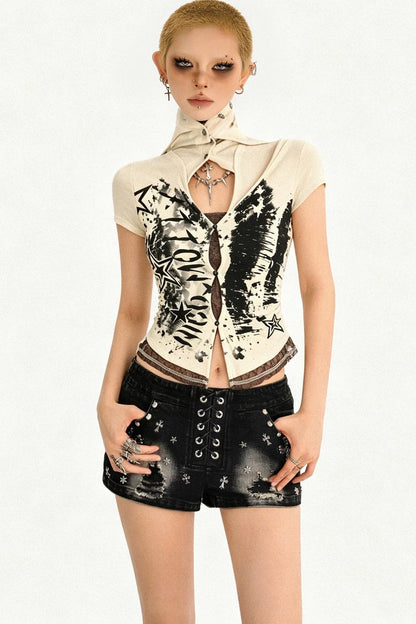 Street Punk Hooded Crop Top