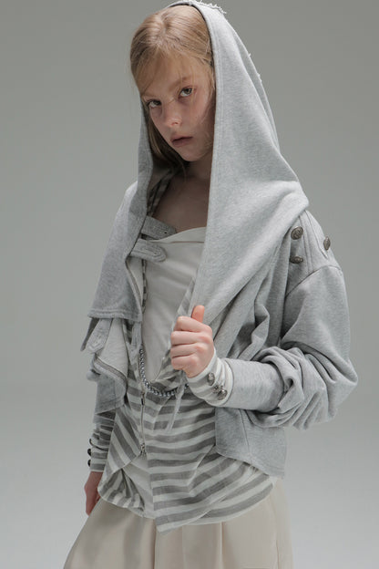 Asymmetrical Hooded Cape Sweatshirt Jacket