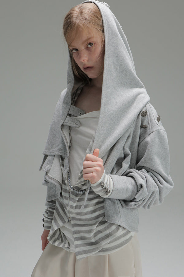 Asymmetrical Hooded Cape Sweatshirt Jacket