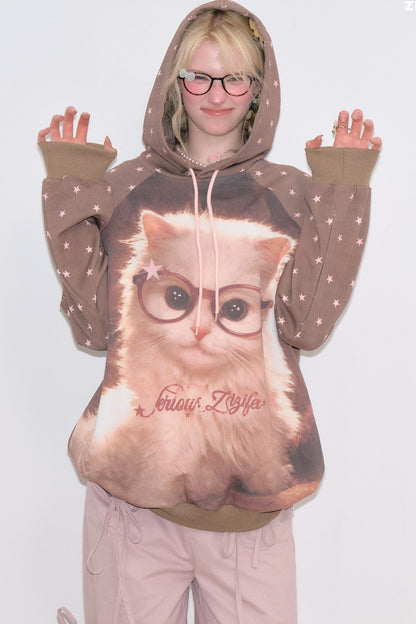 Cat Star Polka-Dot-Kapuzenpullover