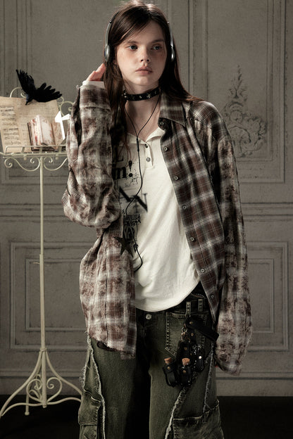 Coffee-Colored Plaid Shirt