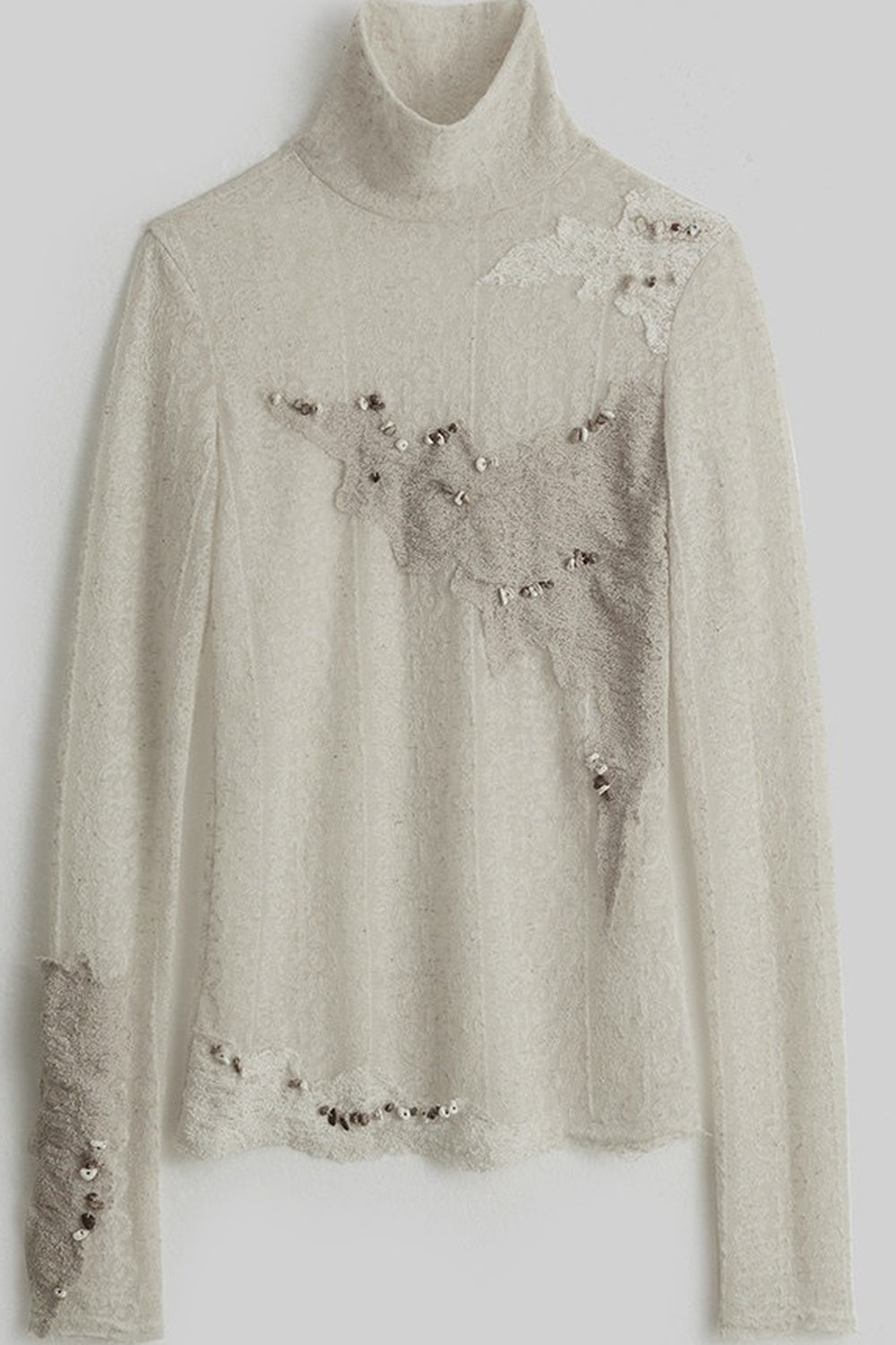 Irregular Lace Patchwork Long-Sleeve T-Shirt