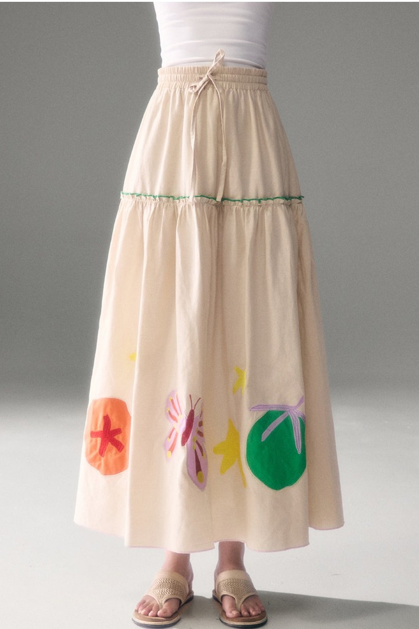 Tencel Butterfly Embroidered Skirt