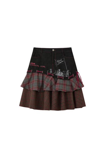 Distressed Portrait Rock Band T-Shirt and Skirt Set-Up
